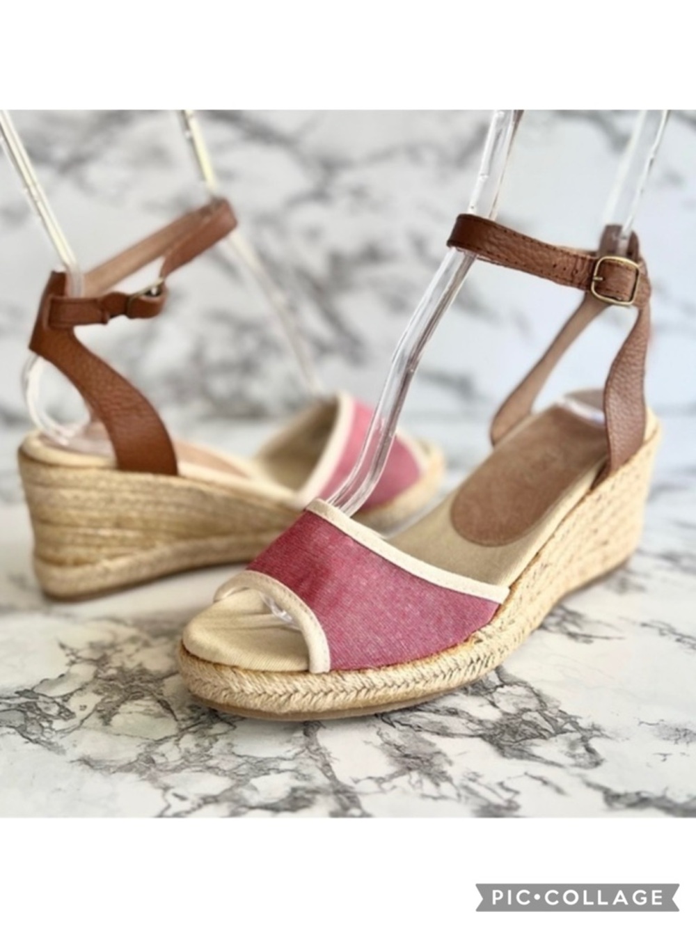 Soludos Espadrille Sandals Wedge Ankle Strap Red Canvas Open Tie 6